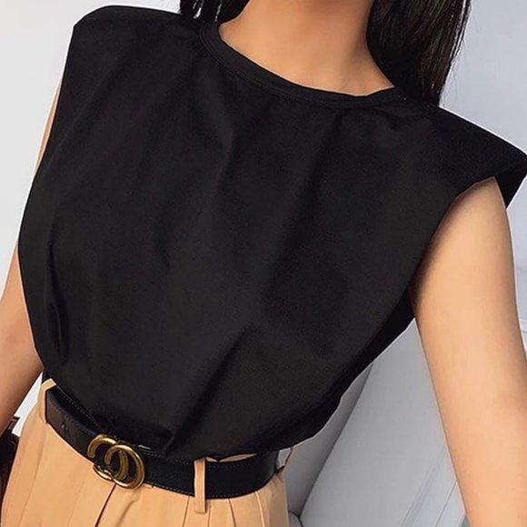 Cloth by Design Tops - Padded Shoulder Tank Top Tee